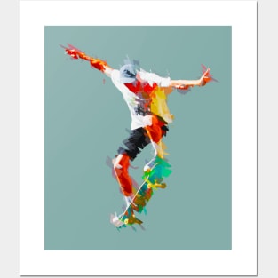 Bright and Colorful Shattered Skateboarder Posters and Art